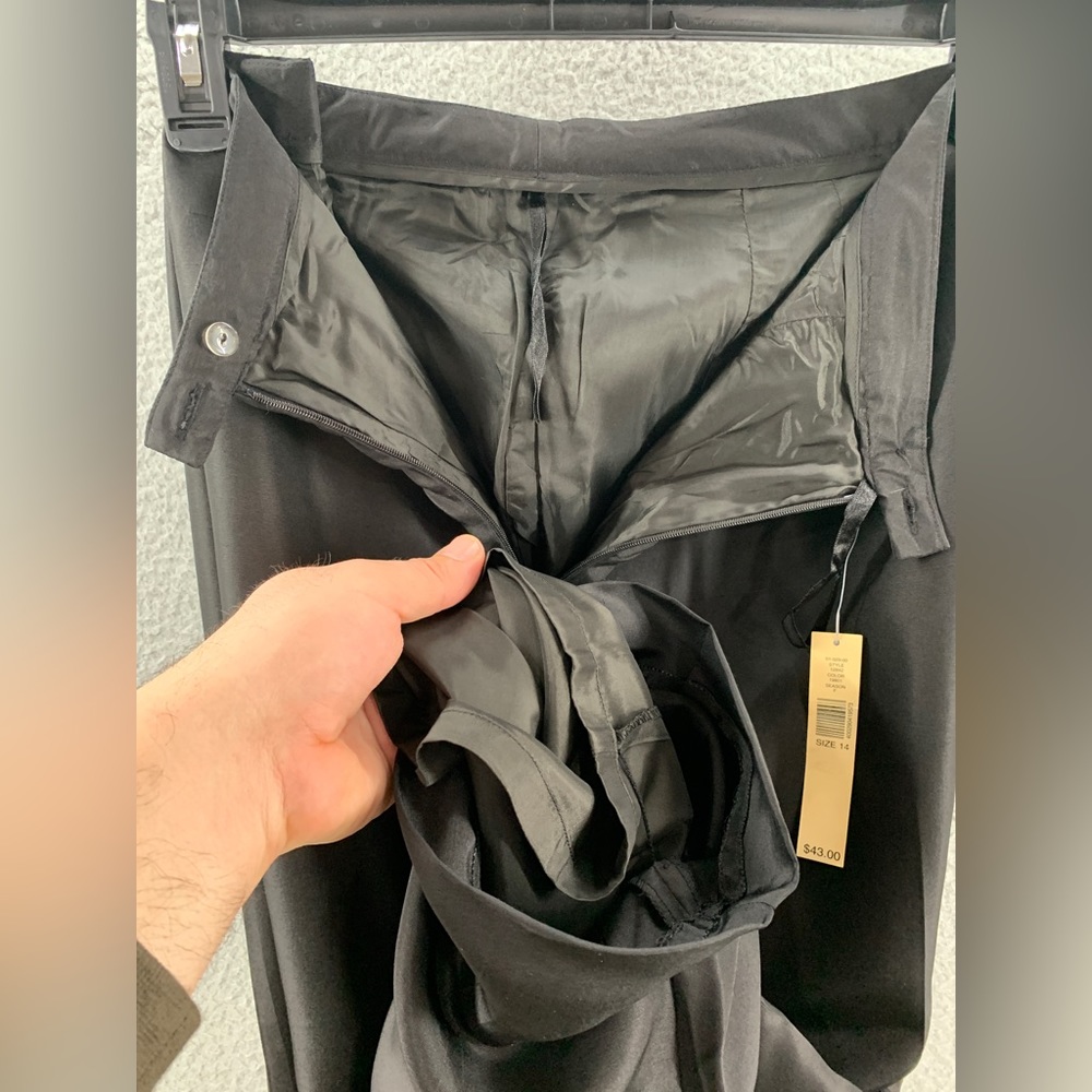 NWT Amanda Smith Pure Silk Women’s Plus Black Flat Side Zip Up Pants Size 14 - Picture 12 of 16